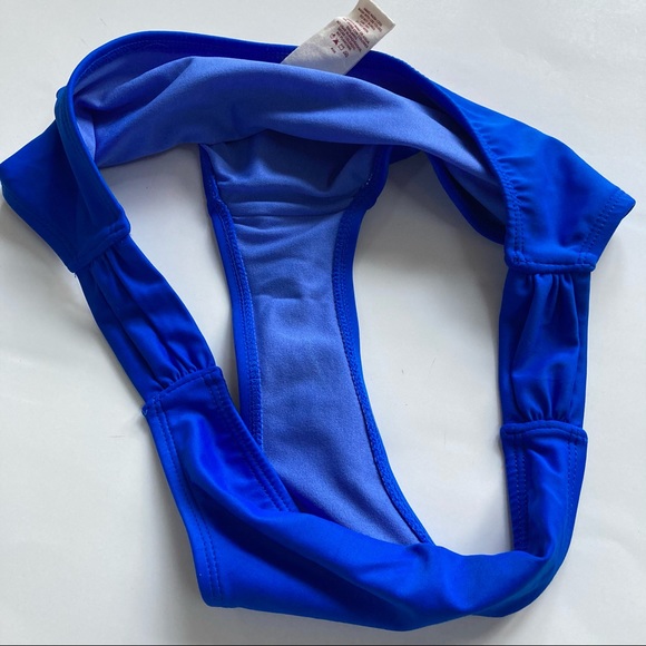 OP  Bikini Bottoms Hipster Ruched sides, Blue sz L - Picture 4 of 5